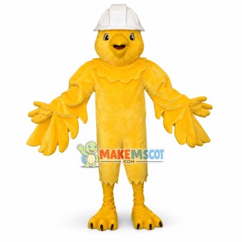 Canary Wearing Hard Hat Mascot Costume 