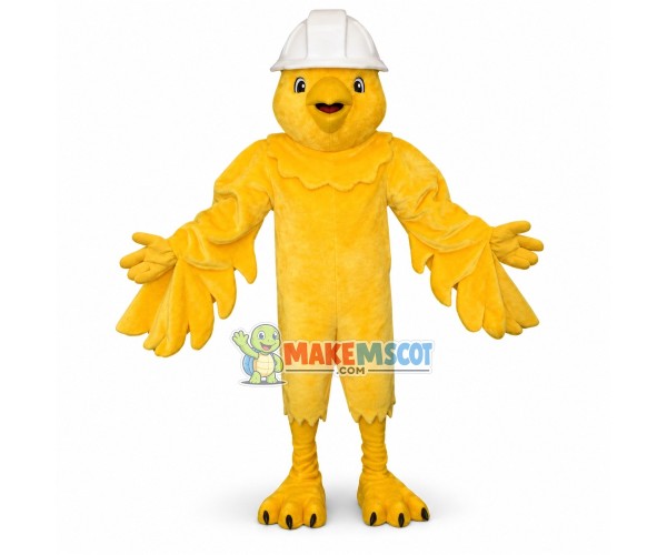 Canary Wearing Hard Hat Mascot Costume 