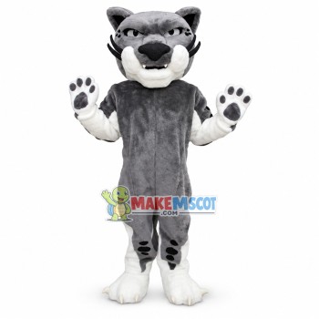Grey Bobcat Mascot Costume Grey Bobcat Mascot Costume