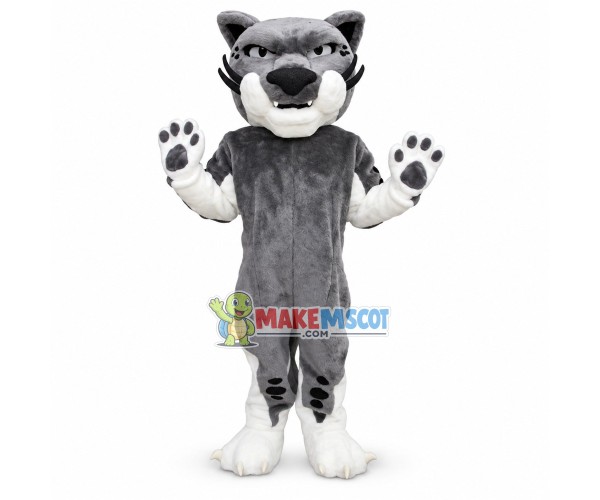 Grey Bobcat Mascot Costume 