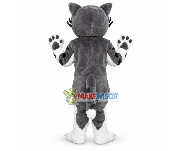 Grey Bobcat Mascot Costume Grey Bobcat Mascot Costume