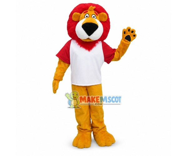 Lion With Red Mane Mascot Costume Lion With Red Mane Mascot Costume