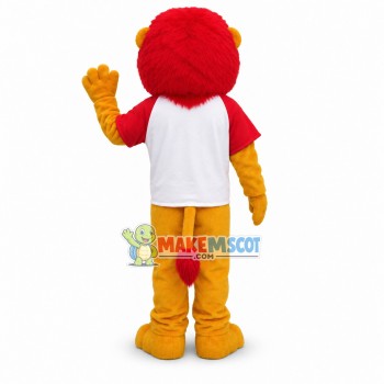 Lion With Red Mane Mascot Costume Lion With Red Mane Mascot Costume