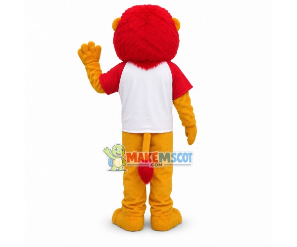 Lion With Red Mane Mascot Costume Lion With Red Mane Mascot Costume