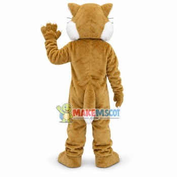 Howling Beige Bobcat Mascot Adult Costume Howling Beige Bobcat Mascot Adult Costume