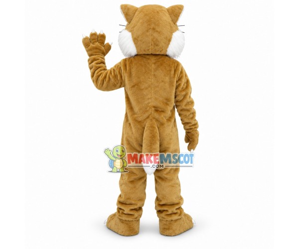 Howling Beige Bobcat Mascot Adult Costume Howling Beige Bobcat Mascot Adult Costume