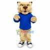 College Beige Bobcat Mascot Costume 