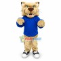 College Beige Bobcat Mascot Costume 