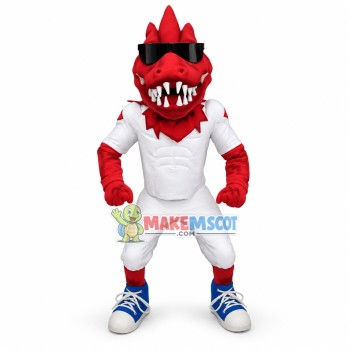 Cool Sport Red Dinosaur Mascot Costume 