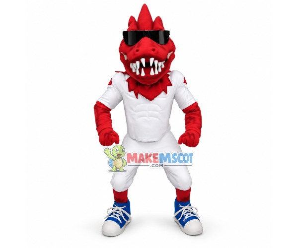 Cool Sport Red Dinosaur Mascot Costume Cool Sport Red Dinosaur Mascot Costume