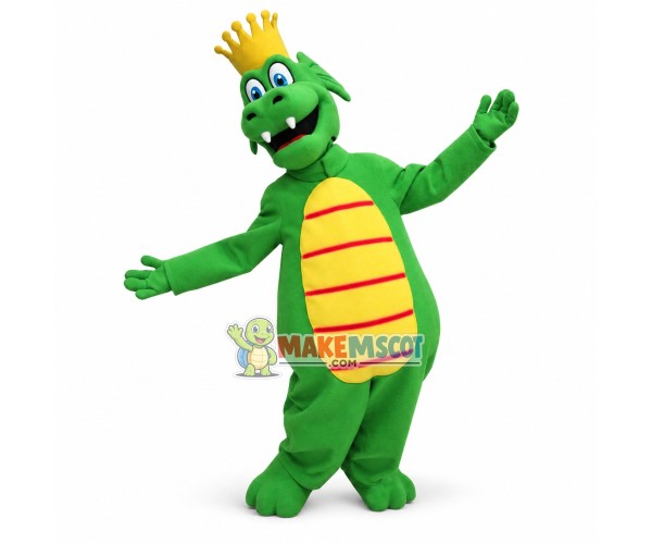 King Green Dragon Mascot Costume King Green Dragon Mascot Costume