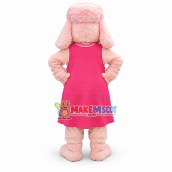 Pink Poodle In Pink Dress Mascot Costume Pink Poodle In Pink Dress Mascot Costume