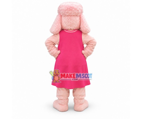 Pink Poodle In Pink Dress Mascot Costume Pink Poodle In Pink Dress Mascot Costume