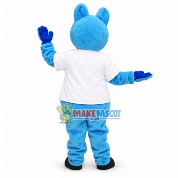 Smiling Cartoon Blue Pig Mascot Costume Smiling Cartoon Blue Pig Mascot Costume