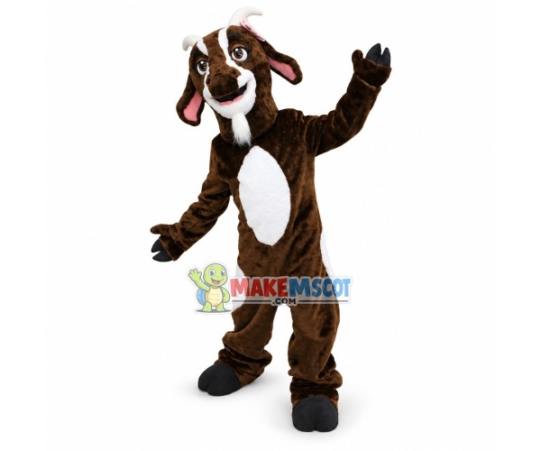 Happy Brown Goat Mascot Costume Happy Brown Goat Mascot Costume