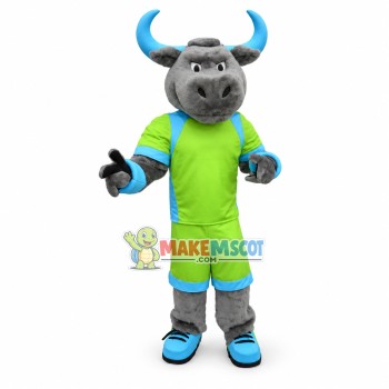 Sport Gray Bull Mascot Costume 
