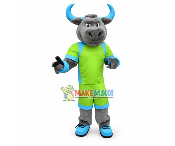 Sport Gray Bull Mascot Costume 