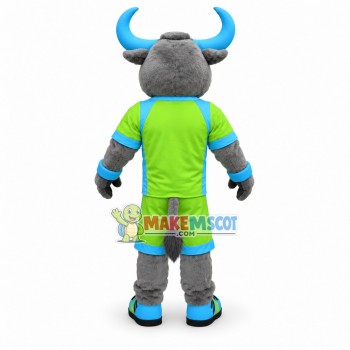 Sport Gray Bull Mascot Costume 
