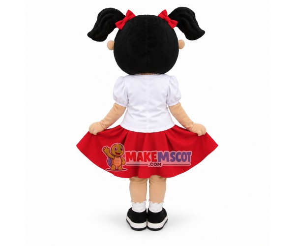 Lively Girl With Double Ponytail Mascot Costume Lively Girl With Double Ponytail Mascot Costume