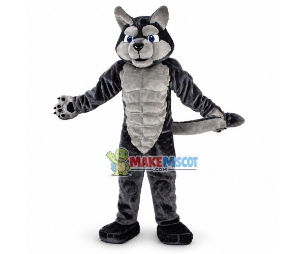 Power Gray Wolf Mascot Costume  