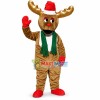 Xmas Red Nosed Reindeer With Golden Antlers Mascot Costume 