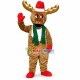 Xmas Red Nosed Reindeer With Golden Antlers Mascot Costume Xmas Red Nosed Reindeer With Golden Antlers Mascot Costume