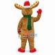Xmas Red Nosed Reindeer With Golden Antlers Mascot Costume Xmas Red Nosed Reindeer With Golden Antlers Mascot Costume