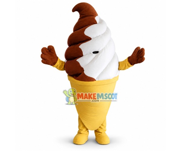 Deluxe Chocolate & Vanilla Swirl Ice Cream Cone Mascot Costume Deluxe Chocolate & Vanilla Swirl Ice Cream Cone Mascot Costume