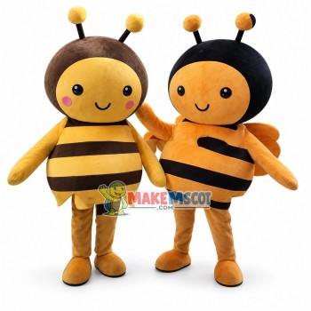 Adult Size Cartoon Yellow Honeybee & Orange Honeybee Mascot Costume Adult Size Cartoon Yellow Honeybee & Orange Honeybee Mascot Costume