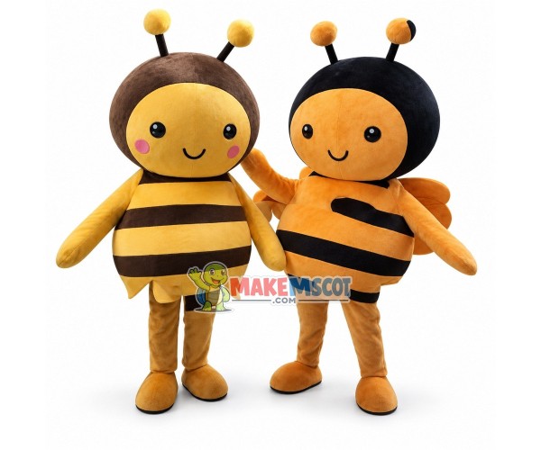 Adult Size Cartoon Yellow Honeybee & Orange Honeybee Mascot Costume	