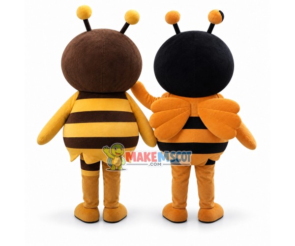 Adult Size Cartoon Yellow Honeybee & Orange Honeybee Mascot Costume Adult Size Cartoon Yellow Honeybee & Orange Honeybee Mascot Costume