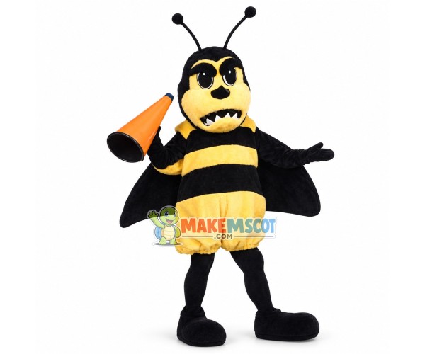 Fierce Bee With Sharp Teeth Mascot Costume Fierce Bee With Sharp Teeth Mascot Costume