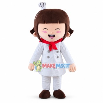 Optimistic Girl Chef Mascot Costume Optimistic Girl Chef Mascot Costume