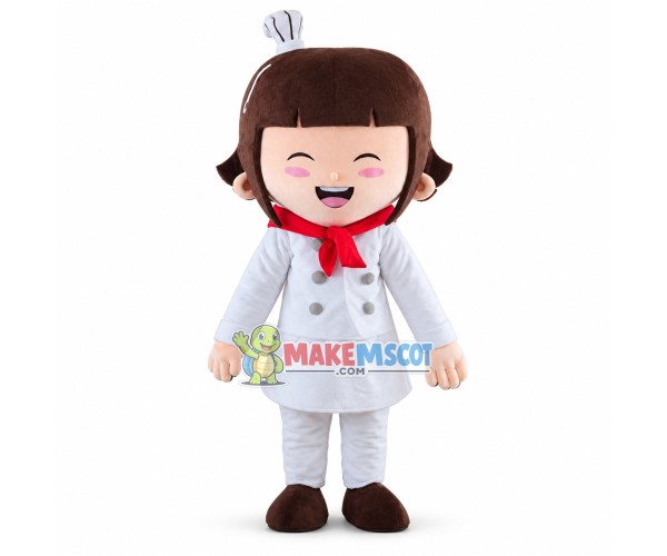 Optimistic Girl Chef Mascot Costume Optimistic Girl Chef Mascot Costume