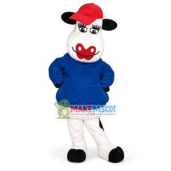 Cartoon Cow With Red Lips Mascot Costume Fancy Dress Outfit Costume Cartoon Cow With Red Lips Mascot Costume Fancy Dress Outfit Costume