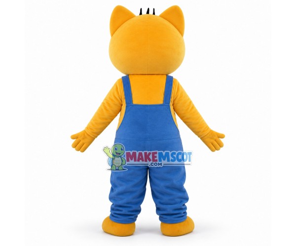 Cool Wounded Yellow Cat Mascot Cartoon Costume 