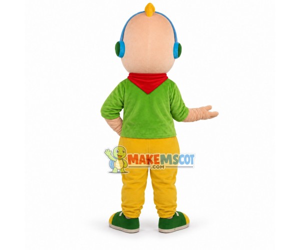 Music Boy Mascot Cartoon Costume