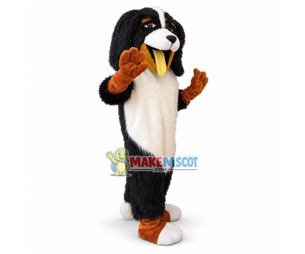 Lovely Bernese Mountain Dog With Yellow Tongue Mascot Costume Lovely Bernese Mountain Dog With Yellow Tongue Mascot Costume