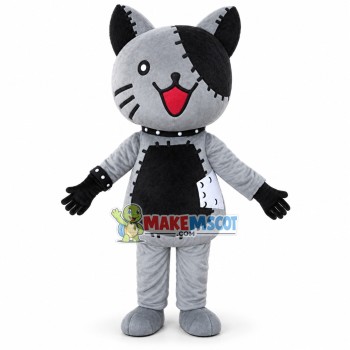 Smiling Cartoon Beggar Cat Mascot Costume 