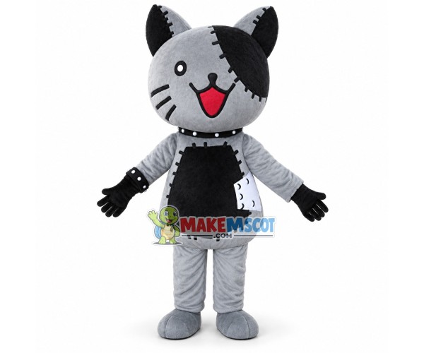 Smiling Cartoon Beggar Cat Mascot Costume Smiling Cartoon Beggar Cat Mascot Costume