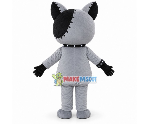 Smiling Cartoon Beggar Cat Mascot Costume Smiling Cartoon Beggar Cat Mascot Costume
