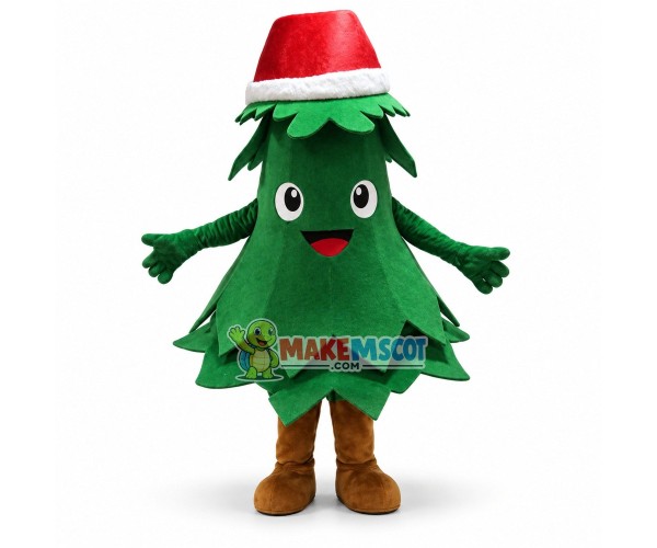 Deluxe Cartoon Christmas Tree In Christmas Hat Lightweight Mascot Costume Deluxe Cartoon Christmas Tree In Christmas Hat Lightweight Mascot Costume