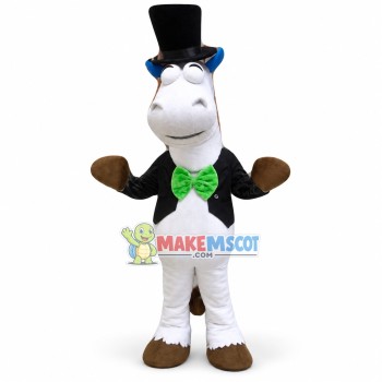 Gentleman White Hippopotamus Mascot Costume Gentleman White Hippopotamus Mascot Costume