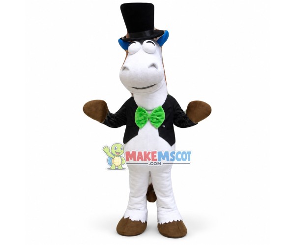 Gentleman White Hippopotamus Mascot Costume Gentleman White Hippopotamus Mascot Costume