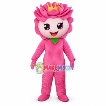 Cartoon Pink Peony Girl Mascot Costume Cartoon Pink Peony Girl Mascot Costume