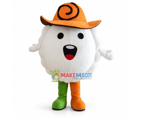Huge Cartoon Dumpling In Hat Mascot Costume Huge Cartoon Dumpling In Hat Mascot Costume