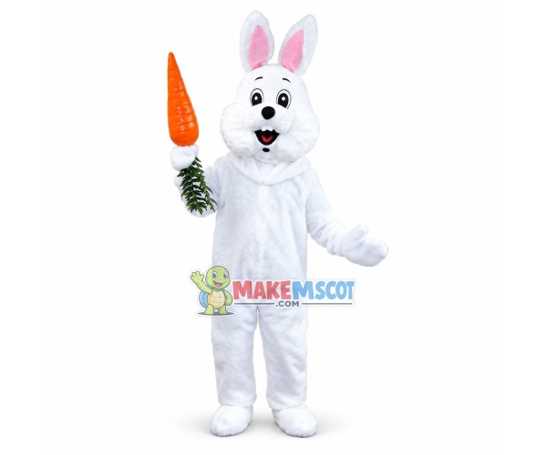 Happy White Rabbit Mascot Costume 