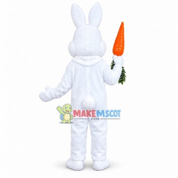 Happy White Rabbit Mascot Costume Happy White Rabbit Mascot Costume