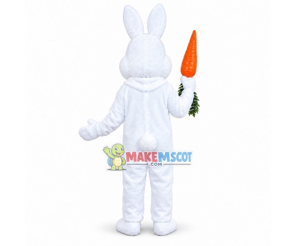 Happy White Rabbit Mascot Costume Happy White Rabbit Mascot Costume