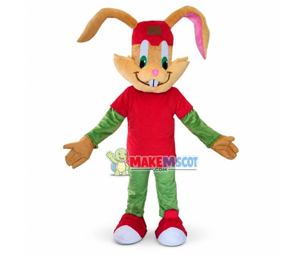 Happy Bunny Mascot Cartoon Costume Animal Fancy Dress Costume 